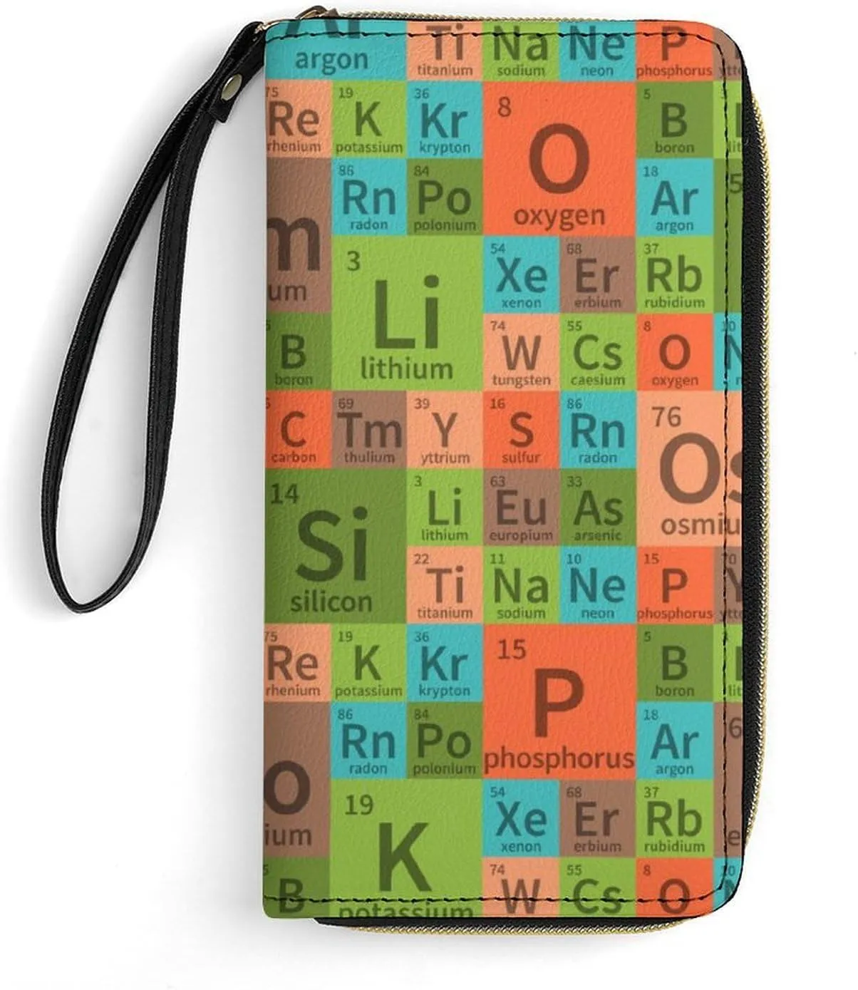 Chemical Periodic Table Women's Wallet Long Clutch Purse with Wristlet Strap Zipper Phone Handbag