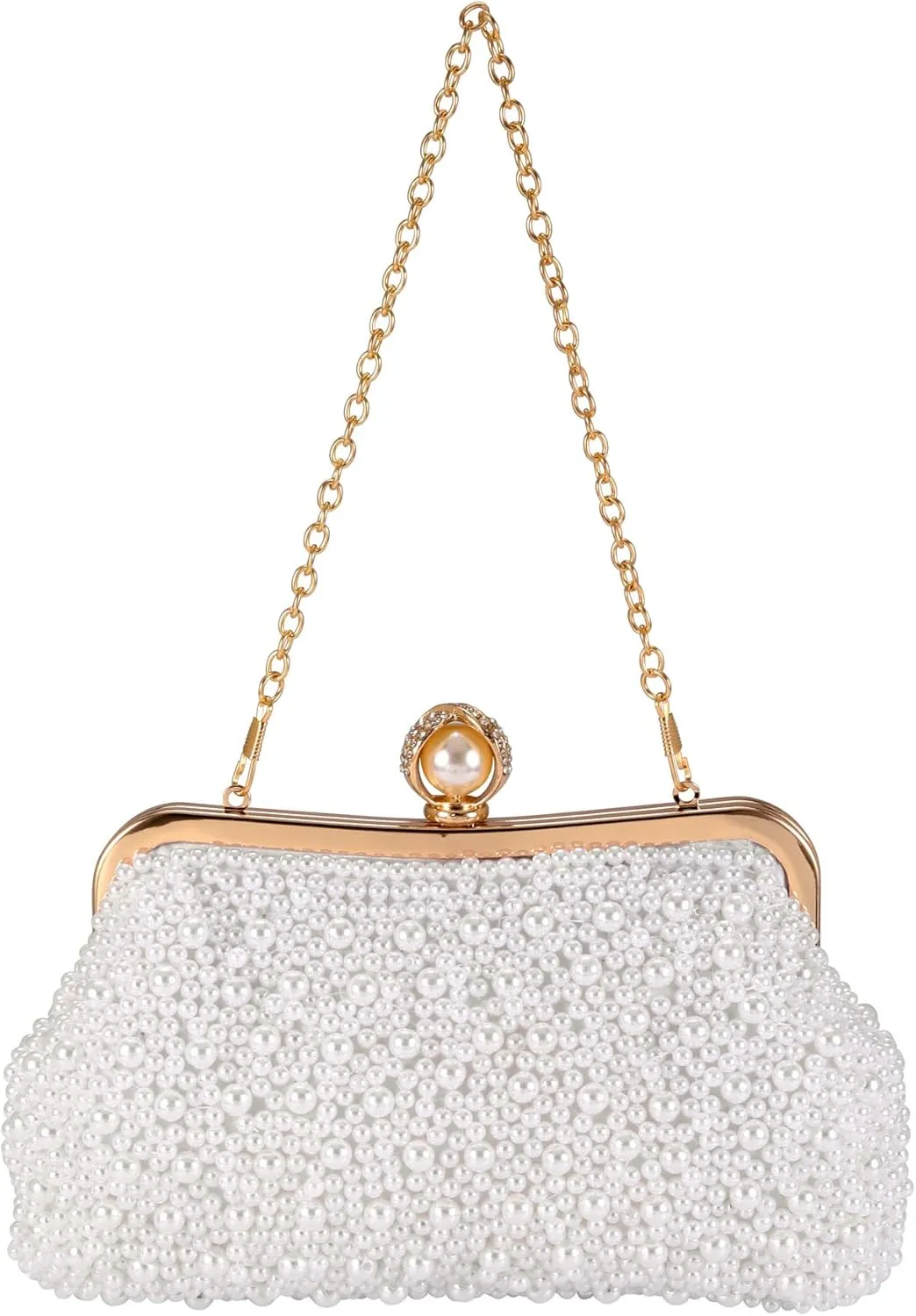 CHIC DIARY Pearl Clutch Purses for Women Evening Handbag Wedding Bridal Crossbody Bag for Party