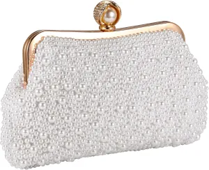 CHIC DIARY Pearl Clutch Purses for Women Evening Handbag Wedding Bridal Crossbody Bag for Party