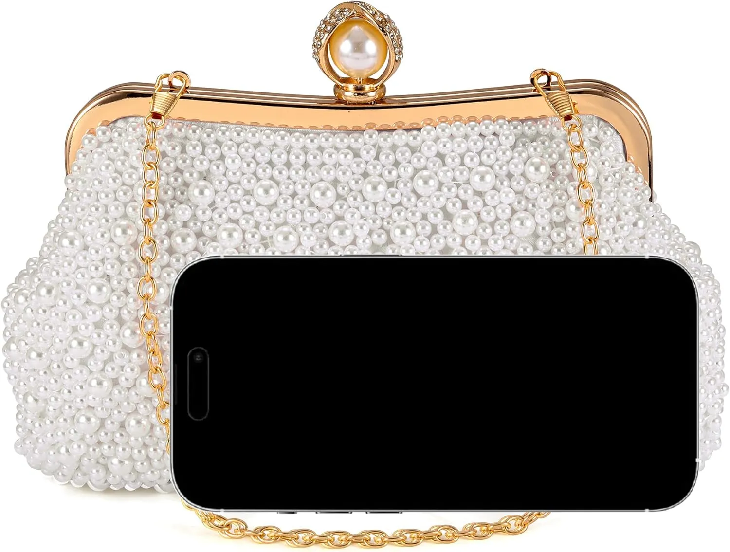 CHIC DIARY Pearl Clutch Purses for Women Evening Handbag Wedding Bridal Crossbody Bag for Party