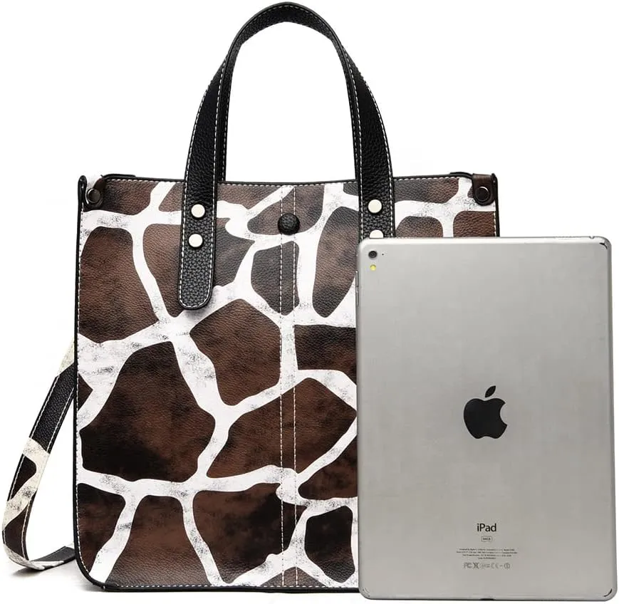 Chikencall Women 2Pcs Handbag and Purses Leopard Zebra Cows Deer Print Pattern Tote Leather Shoulder Satchel