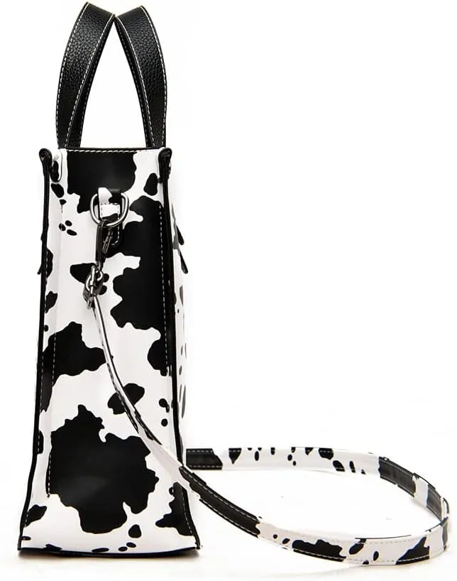 Chikencall Women 2Pcs Handbag and Purses Leopard Zebra Cows Deer Print Pattern Tote Leather Shoulder Satchel