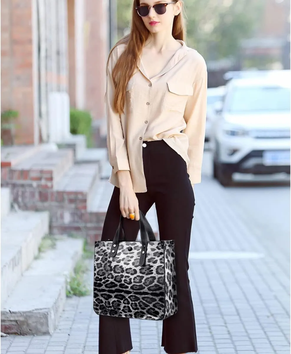Chikencall Women 2Pcs Handbag and Purses Leopard Zebra Cows Deer Print Pattern Tote Leather Shoulder Satchel