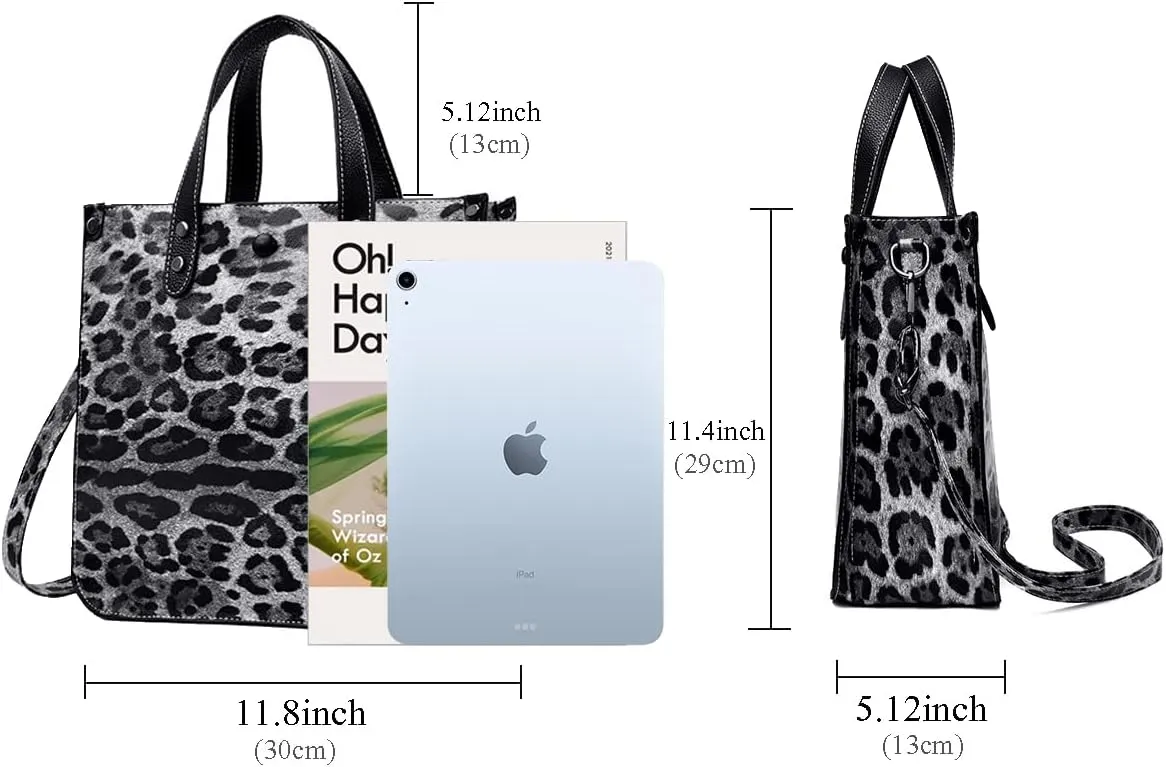 Chikencall Women 2Pcs Handbag and Purses Leopard Zebra Cows Deer Print Pattern Tote Leather Shoulder Satchel