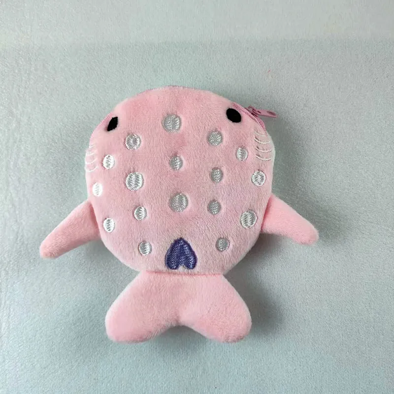 Children's Cartoon Shark Plush Zipper Data Cable Coin Purses