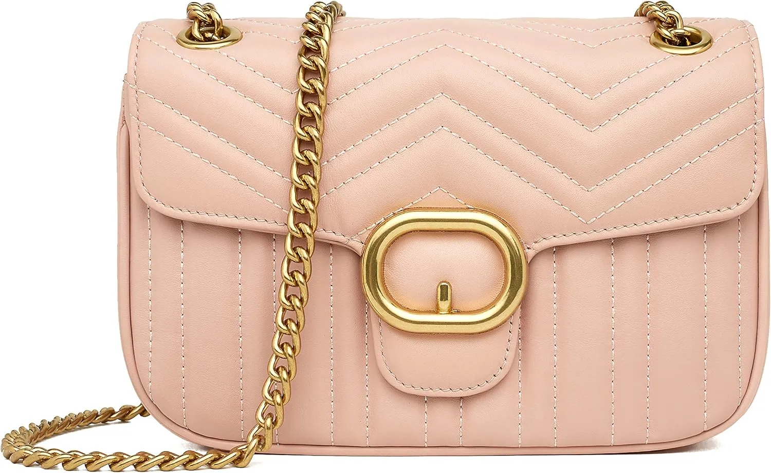 Chrysansmile Quilted Crossbody Bags Genuine Leather Clutch Purses Women's Shoulder Handbags With Chain