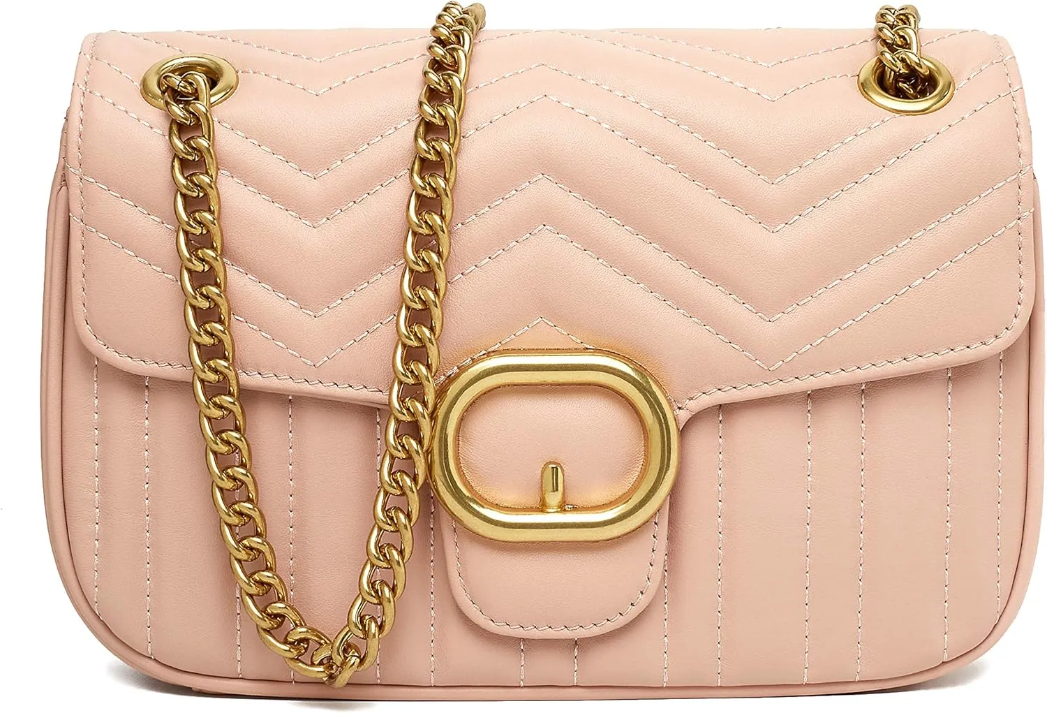 Chrysansmile Quilted Crossbody Bags Genuine Leather Clutch Purses Women's Shoulder Handbags With Chain