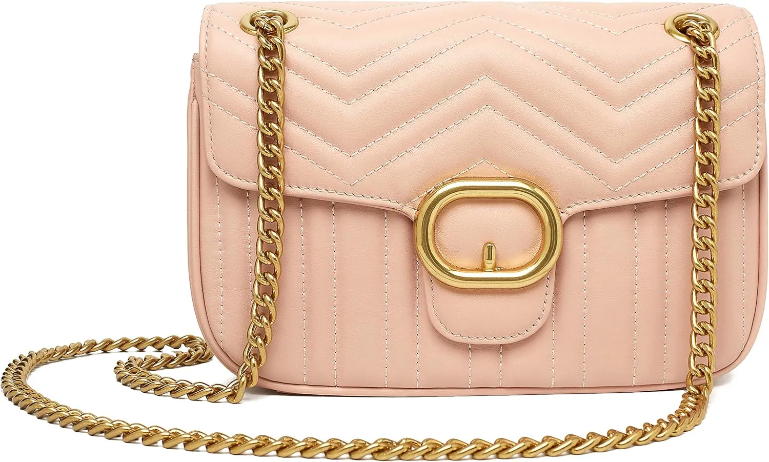 Chrysansmile Quilted Crossbody Bags Genuine Leather Clutch Purses Women's Shoulder Handbags With Chain