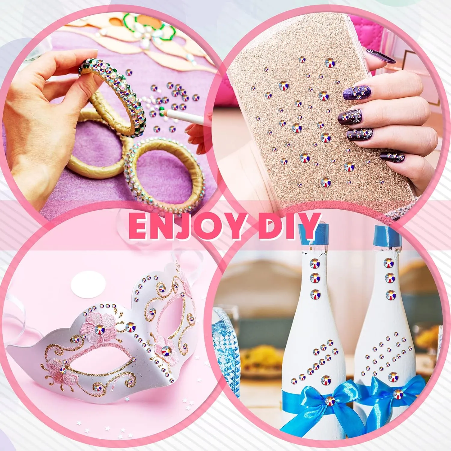 Cindeer 14400 Pcs Crystal Hotfix Rhinestone Large Quantity Glass Flatback Rhinestones Hot Fix Rhinestones Round Gems Glass Stones for Clothes Shoes DIY Crafts Supplies(SS20,Crystal AB)