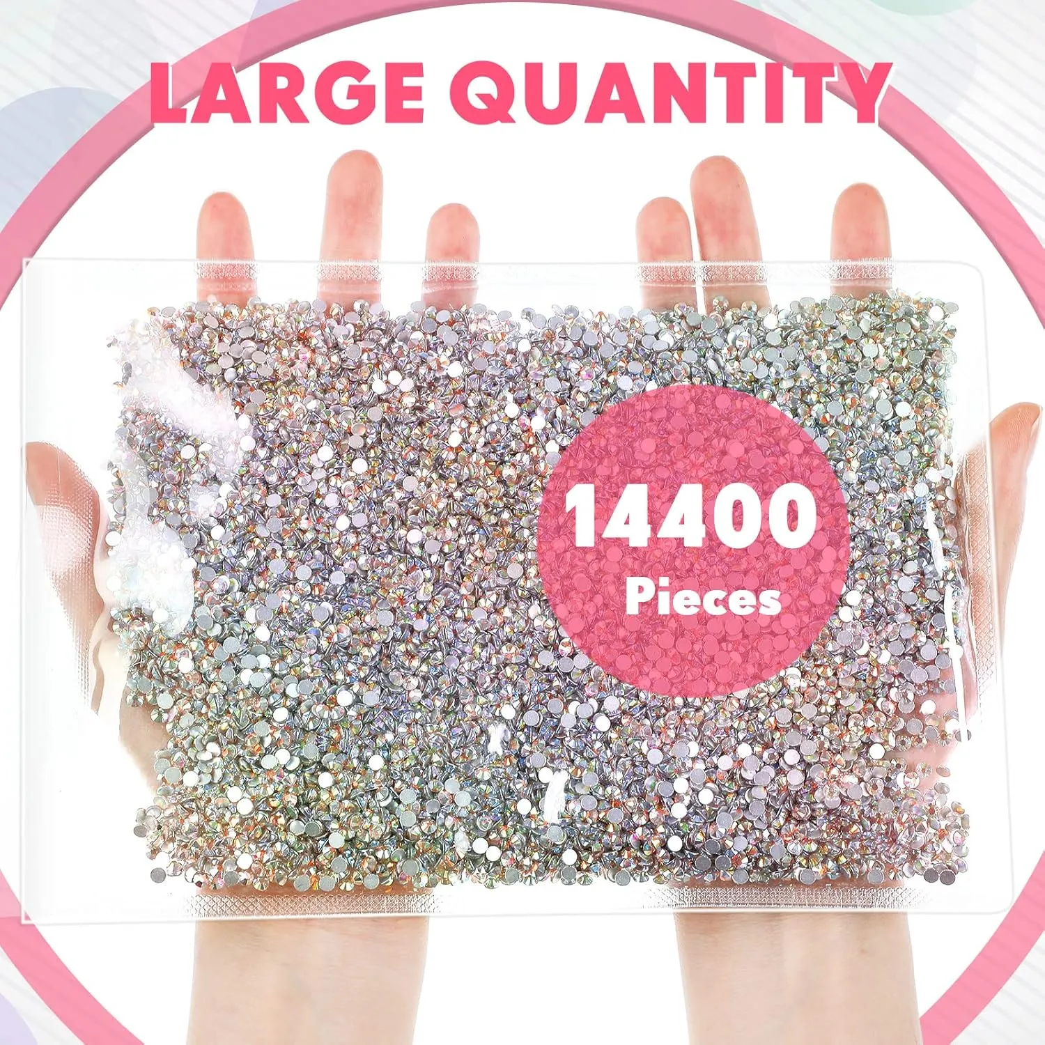 Cindeer 14400 Pcs Crystal Hotfix Rhinestone Large Quantity Glass Flatback Rhinestones Hot Fix Rhinestones Round Gems Glass Stones for Clothes Shoes DIY Crafts Supplies(SS20,Crystal AB)