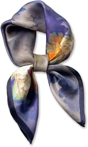 Ciormis 100% Mulberry Silk Scarf - Women's 21''/27'' Square Real Silk Hair Head Scarf Neckerchief with Gift Packaged