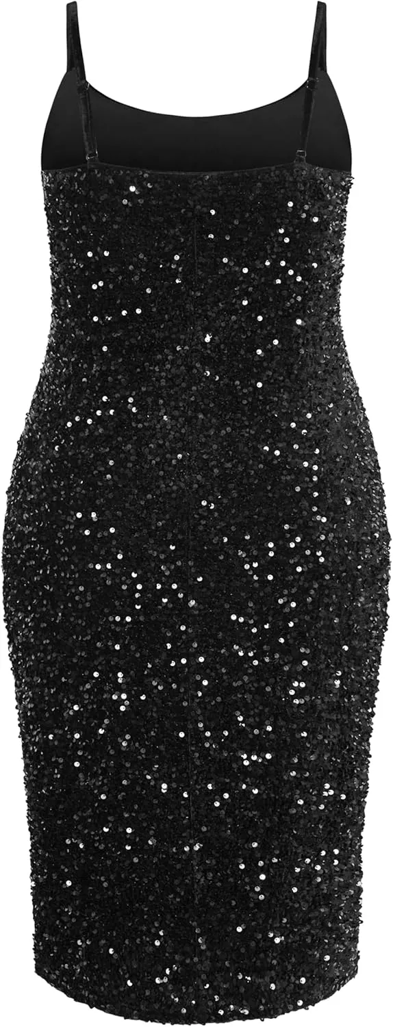 City Chic Plus Size Sequin Solar Black Dress