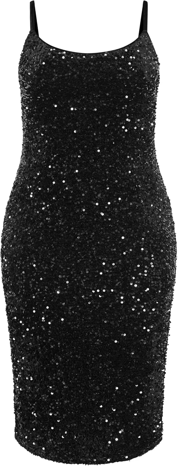 City Chic Plus Size Sequin Solar Black Dress