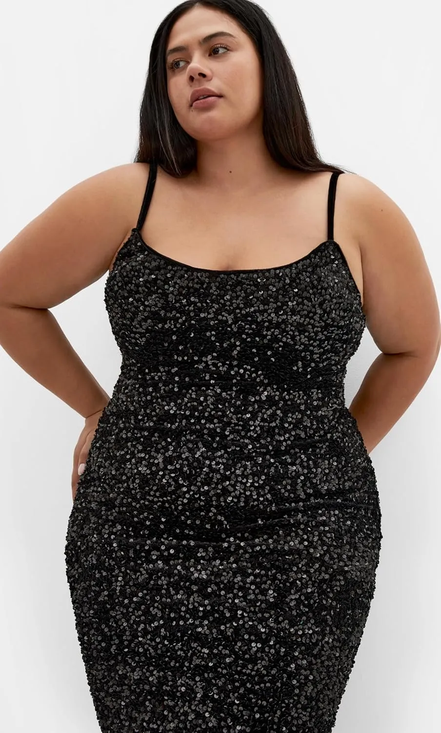 City Chic Plus Size Sequin Solar Black Dress