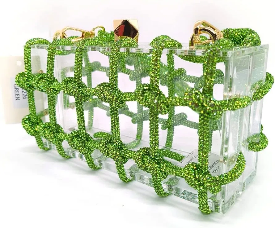 Clear Acrylic Bag Rhinestone Acrylic Clutch Crystal Evening Purses for Women Glitter Handbag for Wedding Cocktail Party Prom