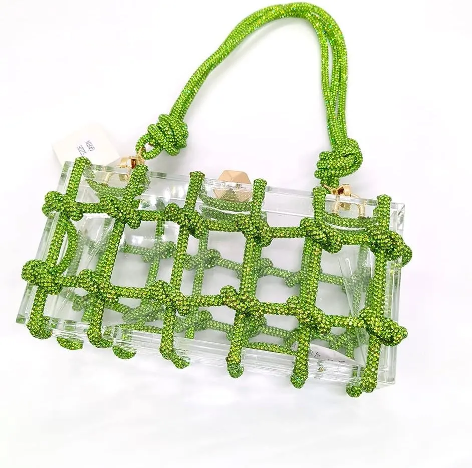 Clear Acrylic Bag Rhinestone Acrylic Clutch Crystal Evening Purses for Women Glitter Handbag for Wedding Cocktail Party Prom