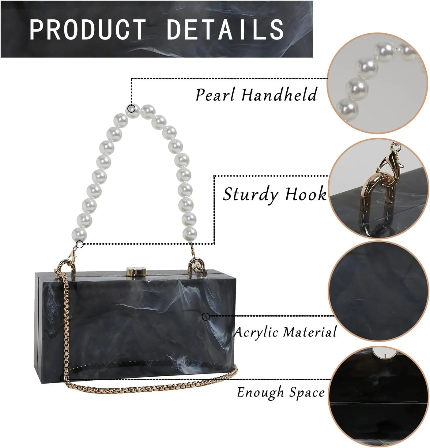 Clear Acrylic Clutch Purse Rhinestones Evening Handbag for Women Glitter Sparkly Rope Knot Crystal Hobo Bag with Bling Strap
