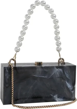 Clear Acrylic Clutch Purse Rhinestones Evening Handbag for Women Glitter Sparkly Rope Knot Crystal Hobo Bag with Bling Strap