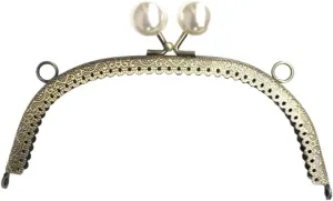Clutch Bag Clasp Pearl Wallet Metal Handle Frame Arc Shaped DIY Purse Clutch Kiss Clasp Lock Clutch Bag Handle Handbag Accessories(Color-03)