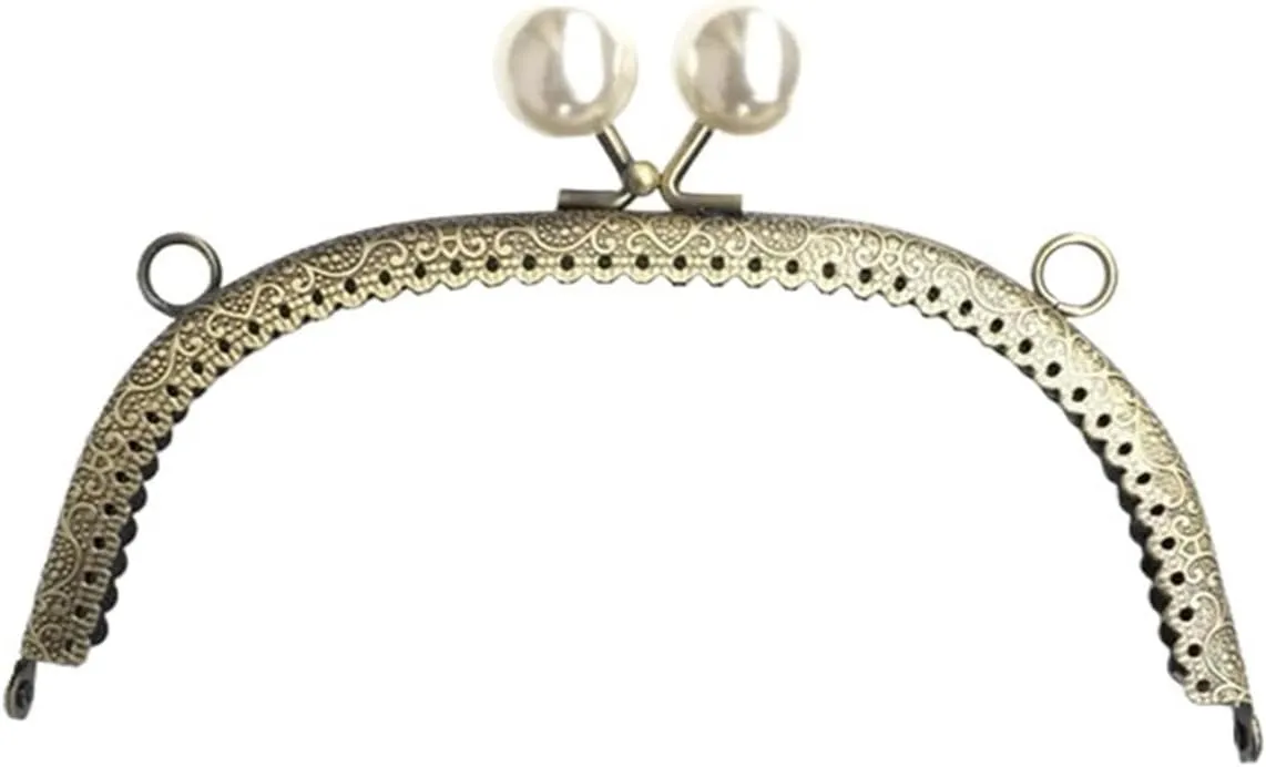 Clutch Bag Clasp Pearl Wallet Metal Handle Frame Arc Shaped DIY Purse Clutch Kiss Clasp Lock Clutch Bag Handle Handbag Accessories(Color-03)