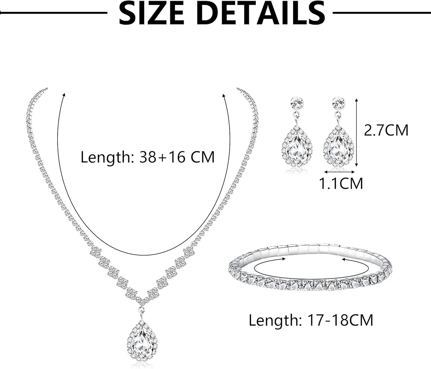 Clutch Purse Jewelry Set for Women Evening Bags Silver Gold Rhinestone Crystal Necklace Earrings Bracelet Set Formal Wedding Bridal Accessories Jewelry for Prom