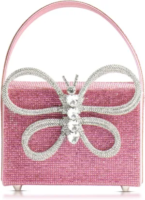 Clutch Purses for Women, Butterfly Rhinestone Evening Bag, Square Small Tote Bag, Handbag for Wedding, Prom, Parties, Travel(Pink)