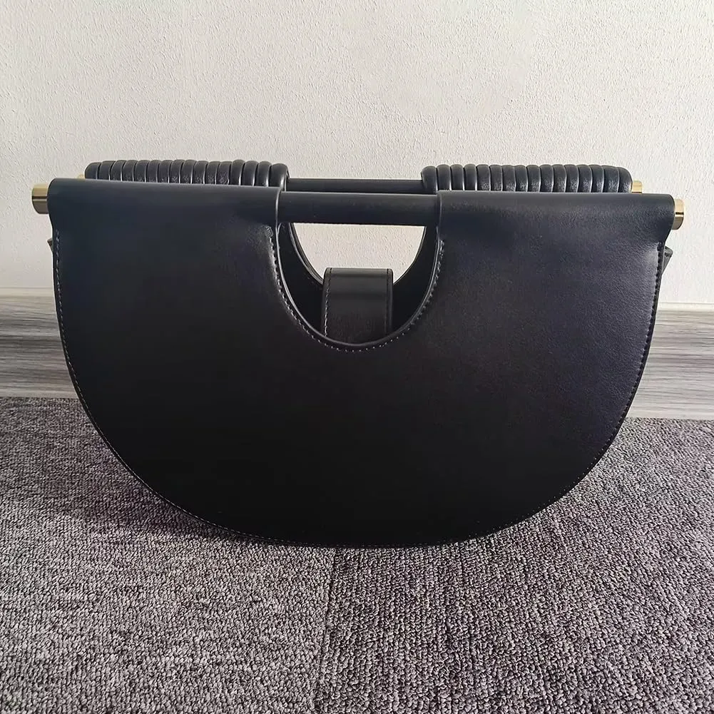 Clutch Purses for Women Evening/Wedding Chic Half Round Woven Bag Formal PU Leather Purse Designer Handbags for Party Prom