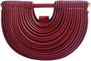 Clutch Purses for Women Evening/Wedding Chic Half Round Woven Bag Formal PU Leather Purse Designer Handbags for Party Prom