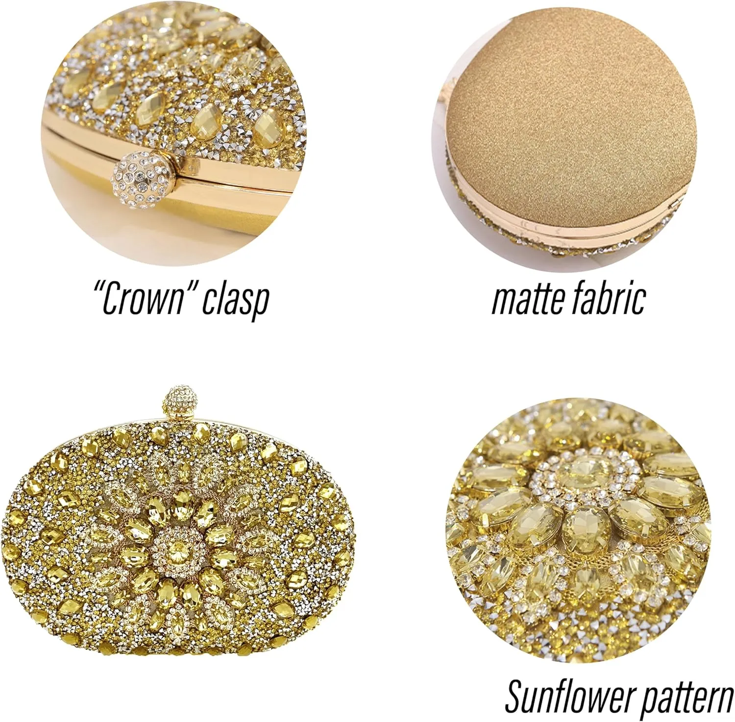 Clutch Purses For Women Rhinestone Evening Purse Sparkling Handbags Crystal Clutch For Wedding Party