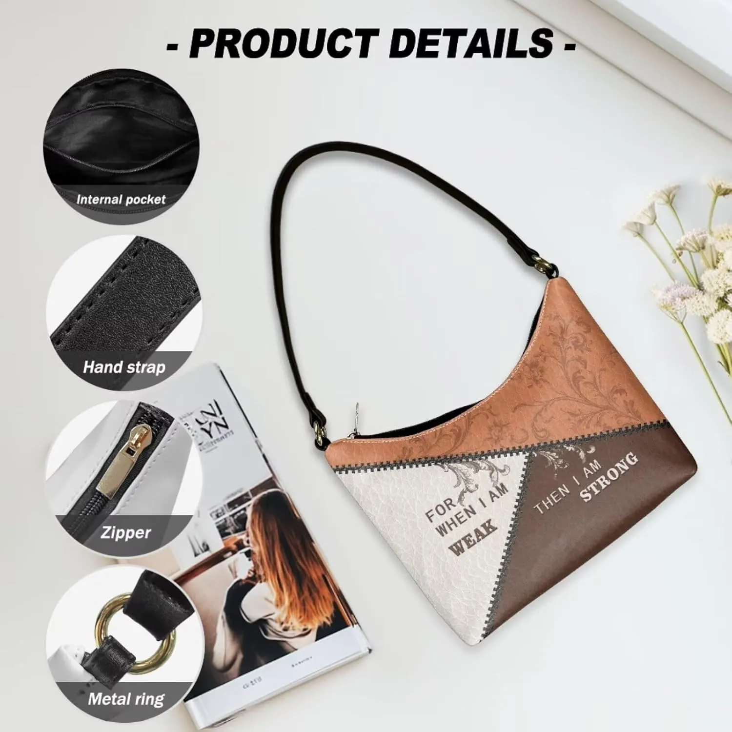Clutch Tote Handbags Leather Shoulder Purses for Women Lady Crescent Underarm Purse with Inner Pocket