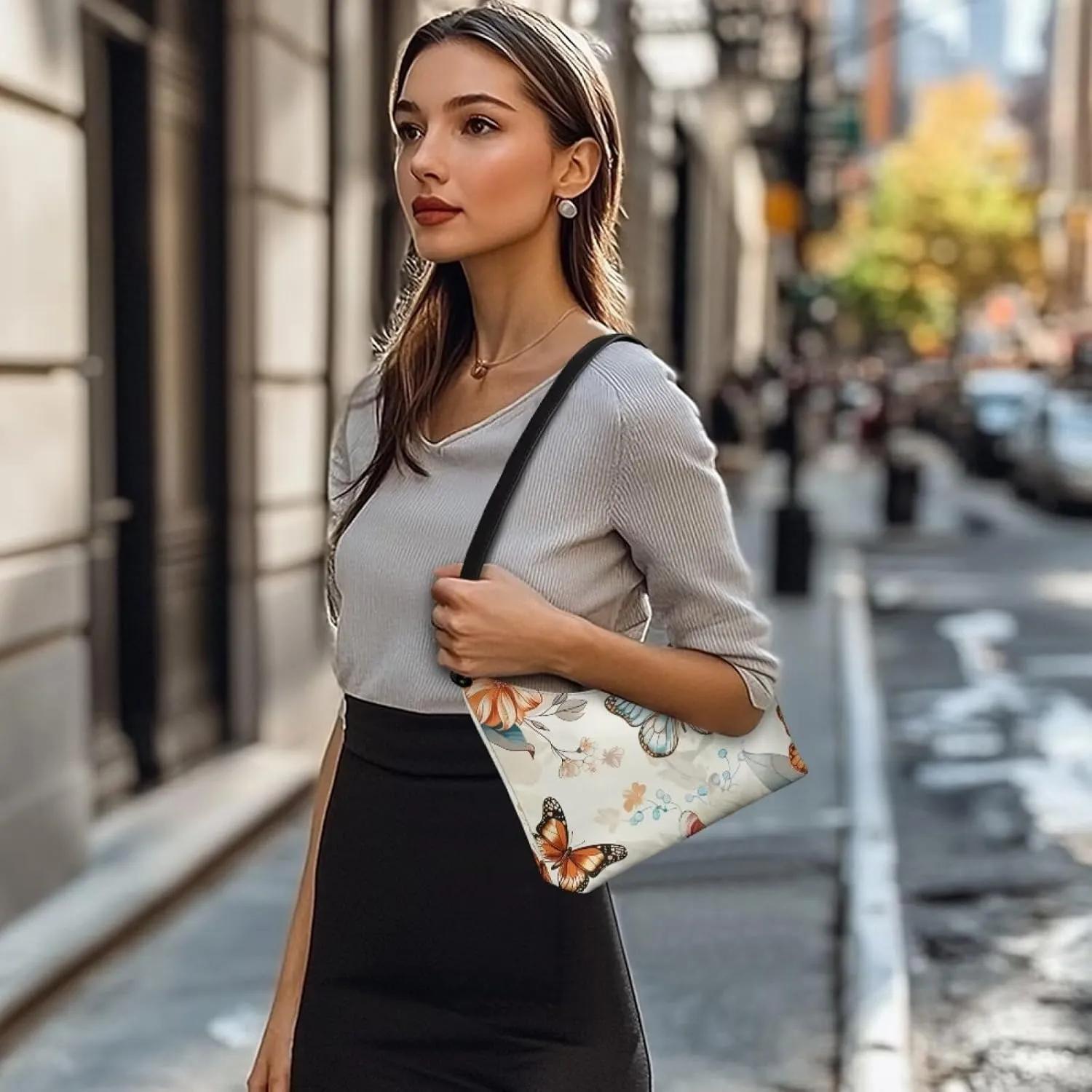 Clutch Tote Handbags Leather Shoulder Purses for Women Lady Crescent Underarm Purse with Inner Pocket