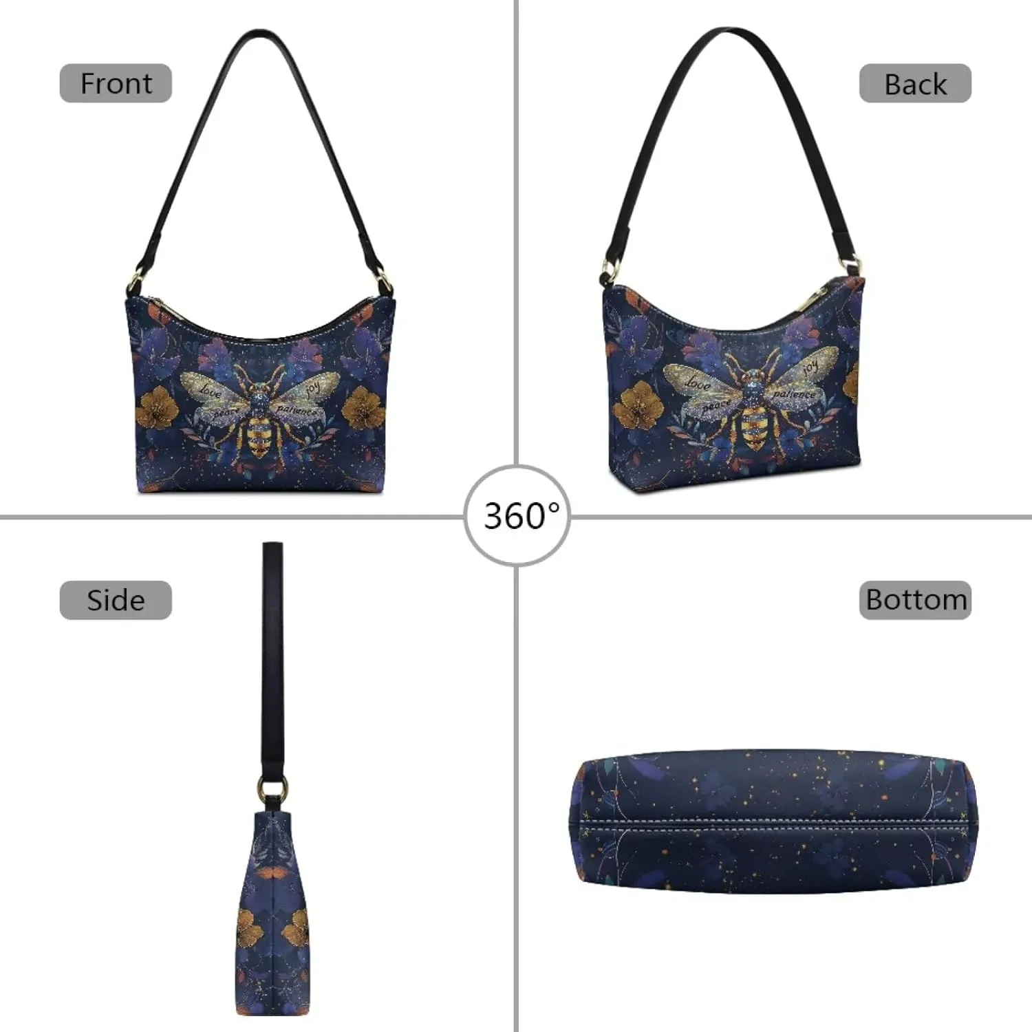 Clutch Tote Handbags Leather Shoulder Purses for Women Lady Crescent Underarm Purse with Inner Pocket