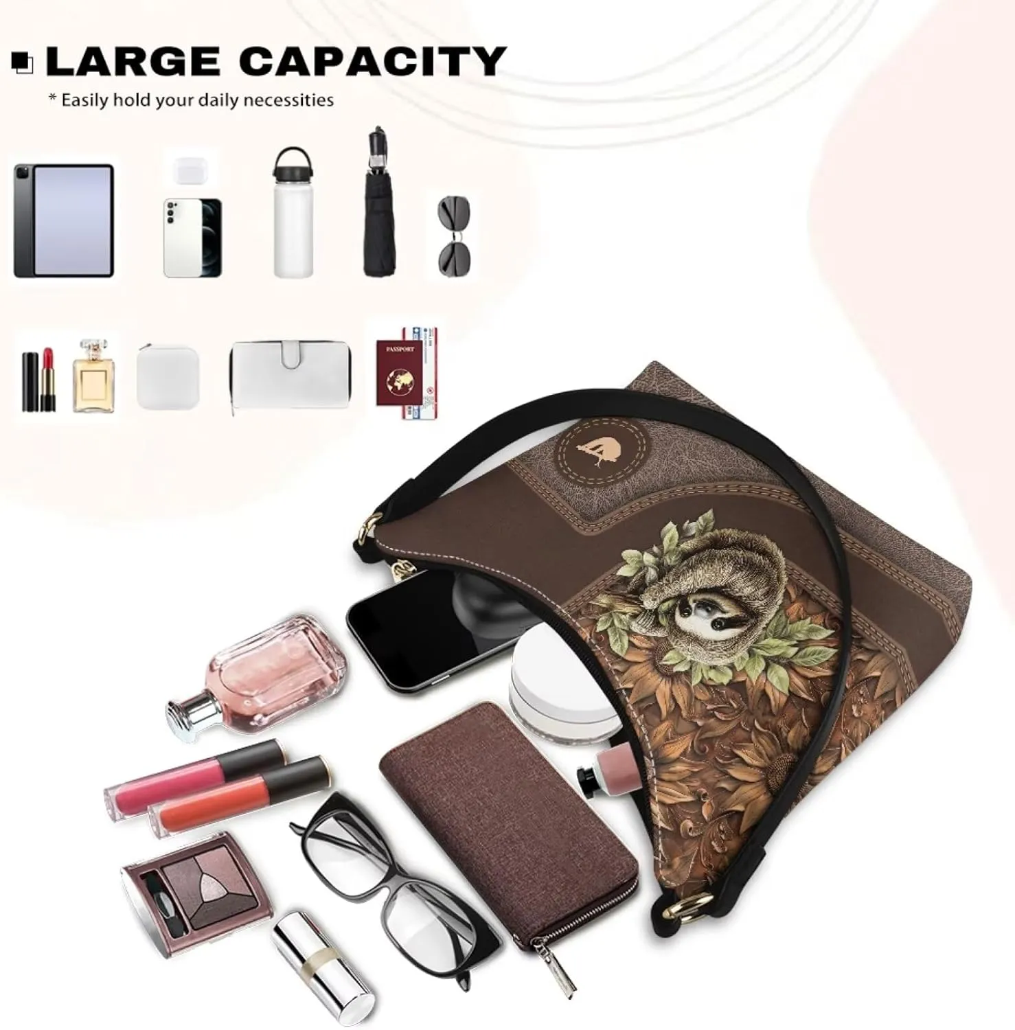 Clutch Tote Handbags Leather Shoulder Purses for Women Lady Crescent Underarm Purse with Inner Pocket