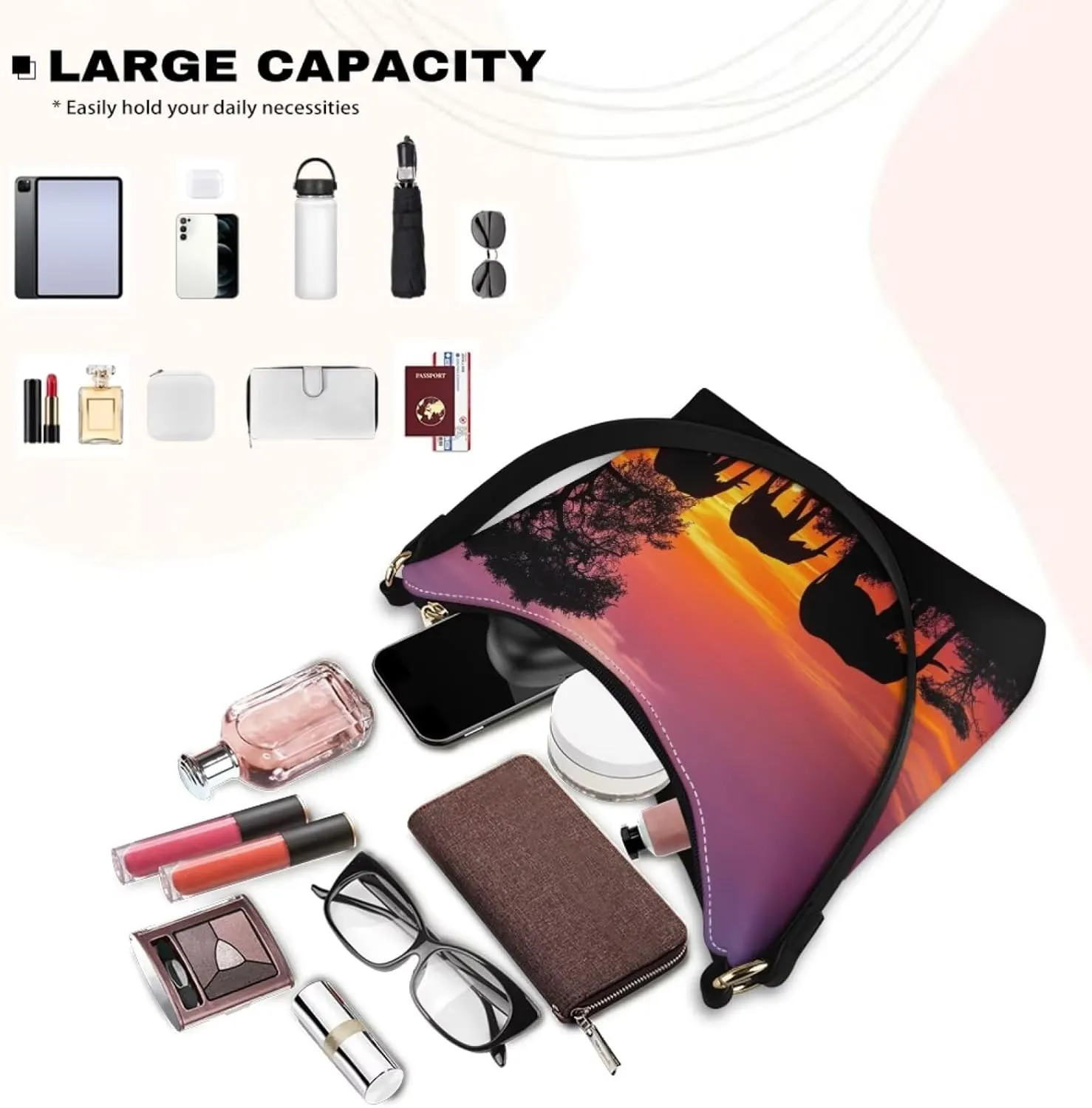 Clutch Tote Handbags Leather Shoulder Purses for Women Lady Crescent Underarm Purse with Inner Pocket
