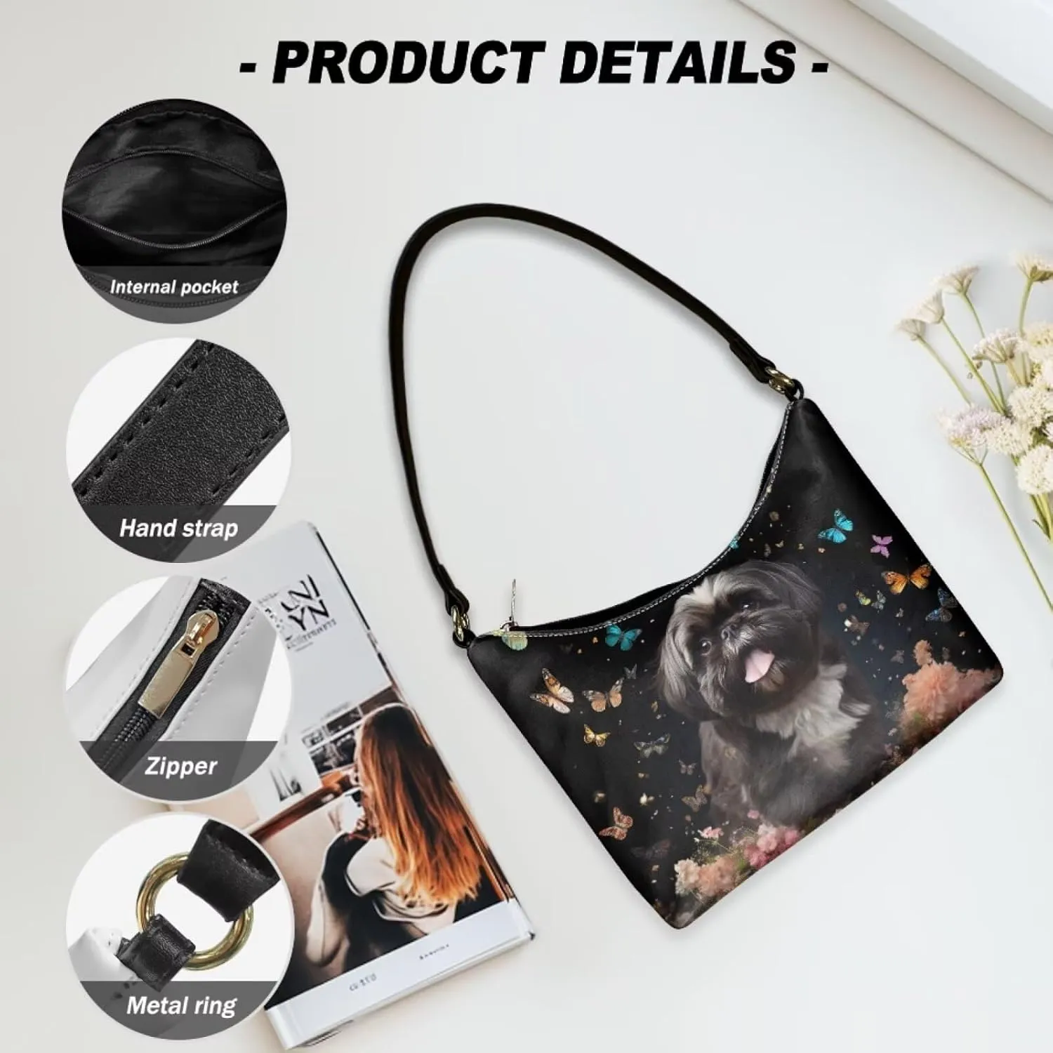 Clutch Tote Handbags Leather Shoulder Purses for Women Lady Crescent Underarm Purse with Inner Pocket