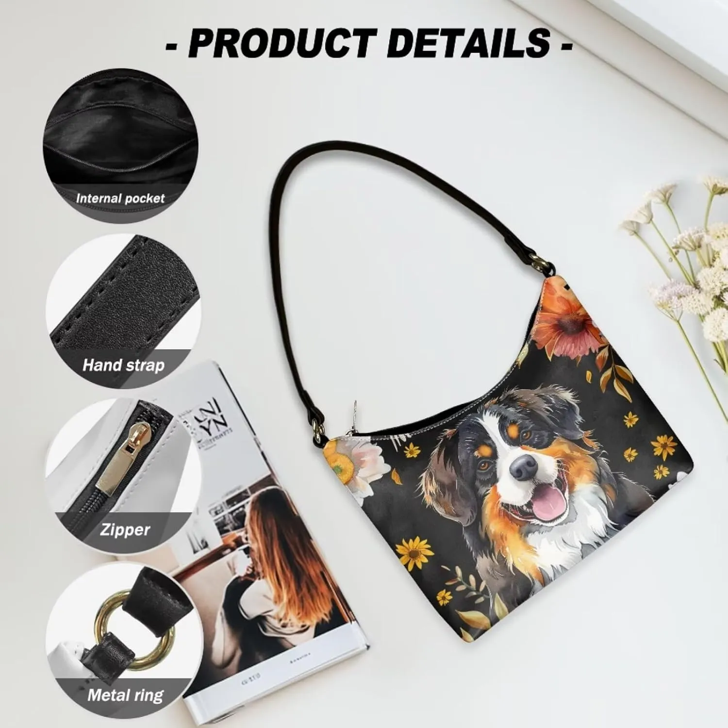 Clutch Tote Handbags Leather Shoulder Purses for Women Lady Crescent Underarm Purse with Inner Pocket