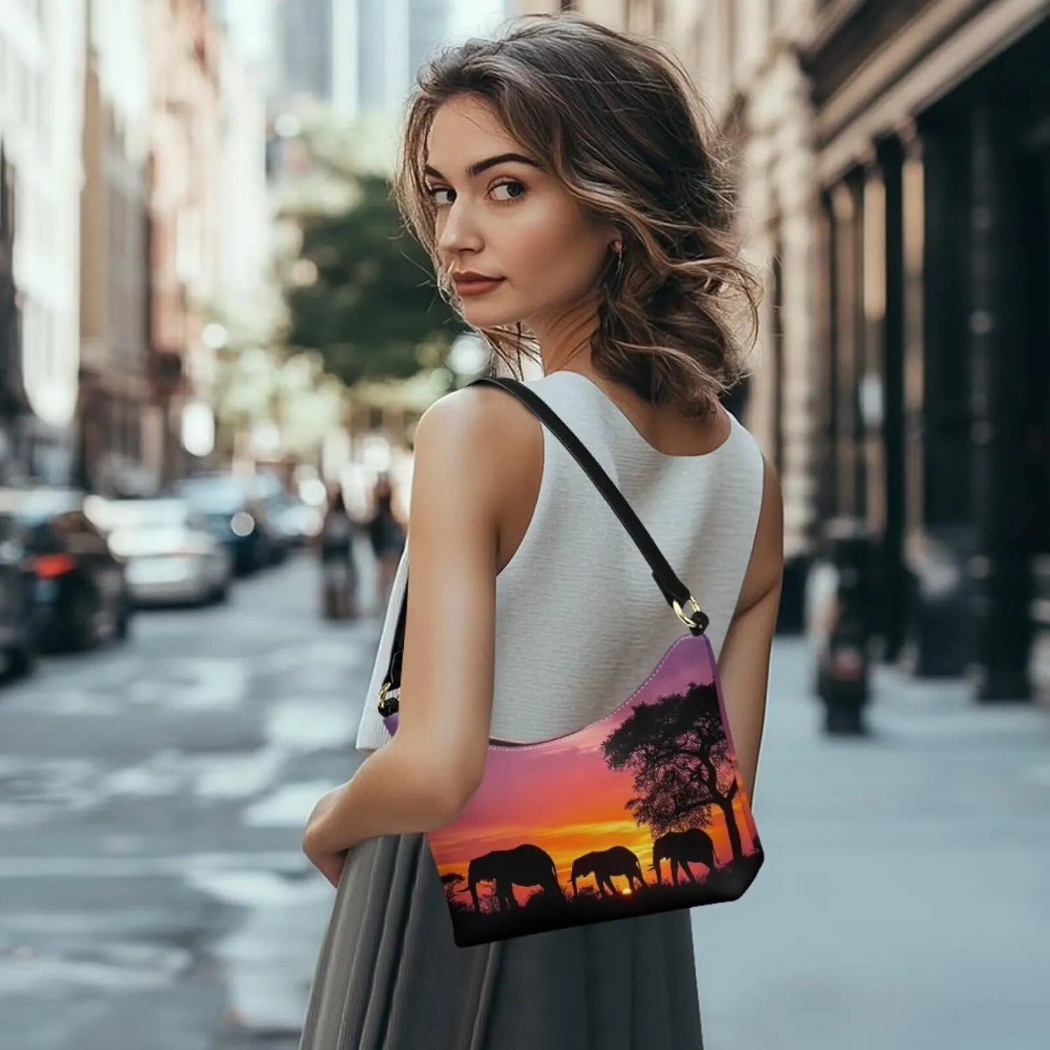Clutch Tote Handbags Leather Shoulder Purses for Women Lady Crescent Underarm Purse with Inner Pocket