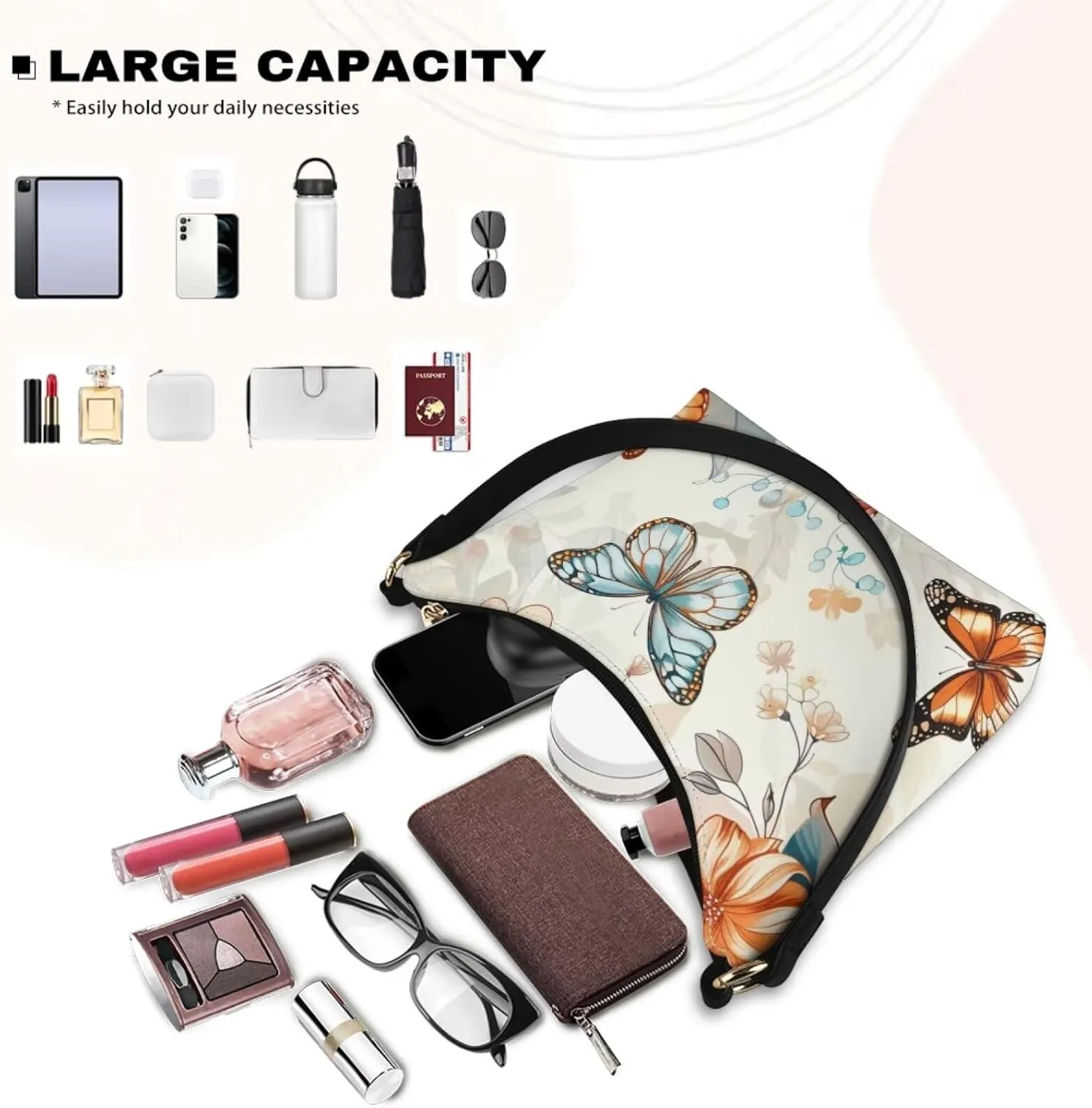 Clutch Tote Handbags Leather Shoulder Purses for Women Lady Crescent Underarm Purse with Inner Pocket