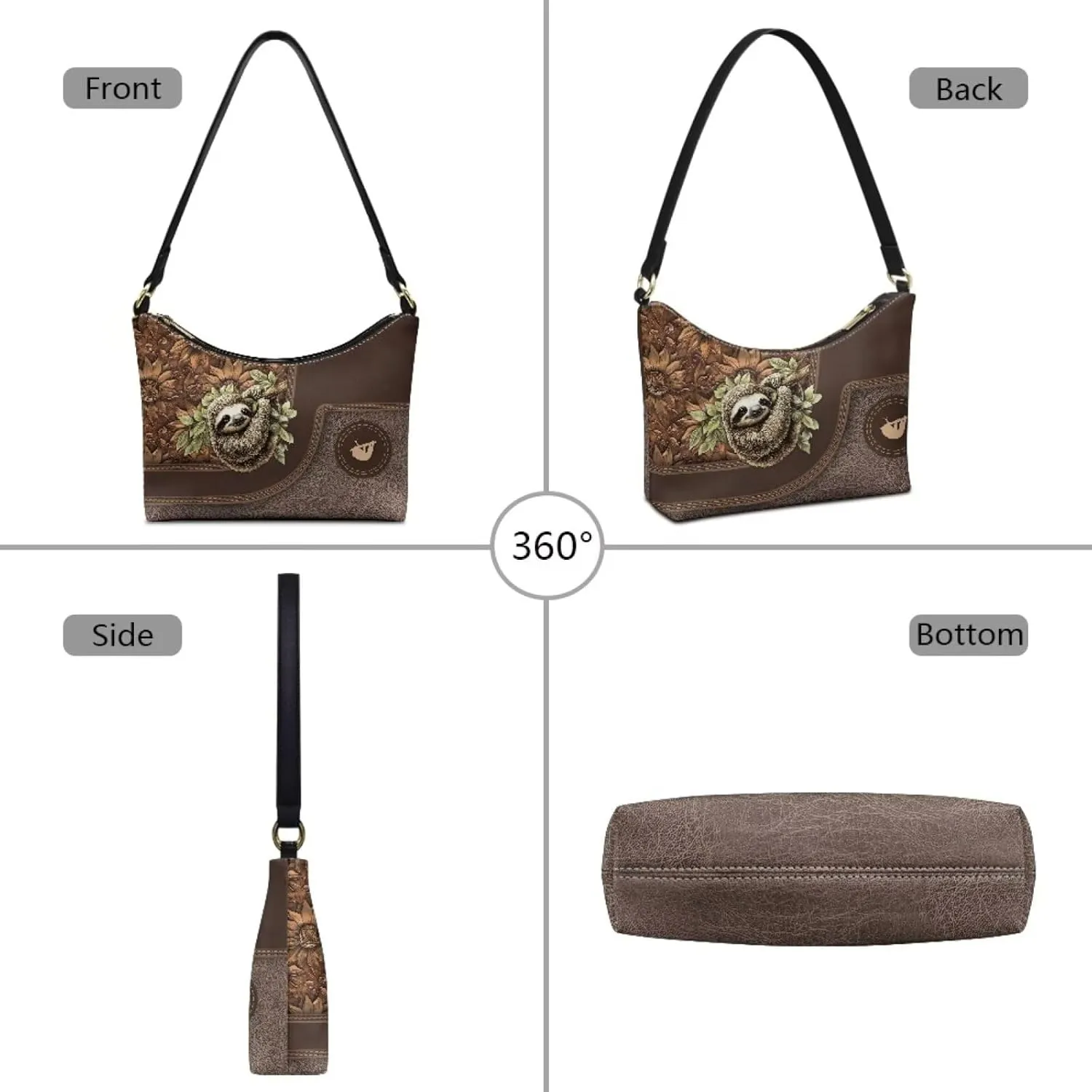 Clutch Tote Handbags Leather Shoulder Purses for Women Lady Crescent Underarm Purse with Inner Pocket