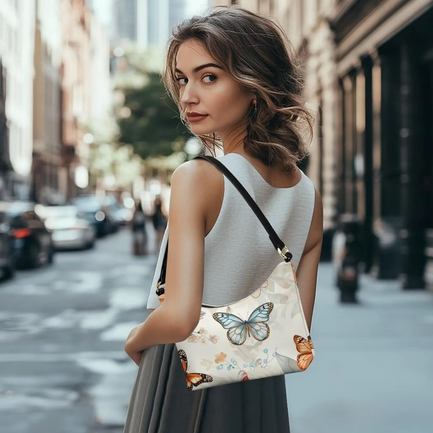 Clutch Tote Handbags Leather Shoulder Purses for Women Lady Crescent Underarm Purse with Inner Pocket