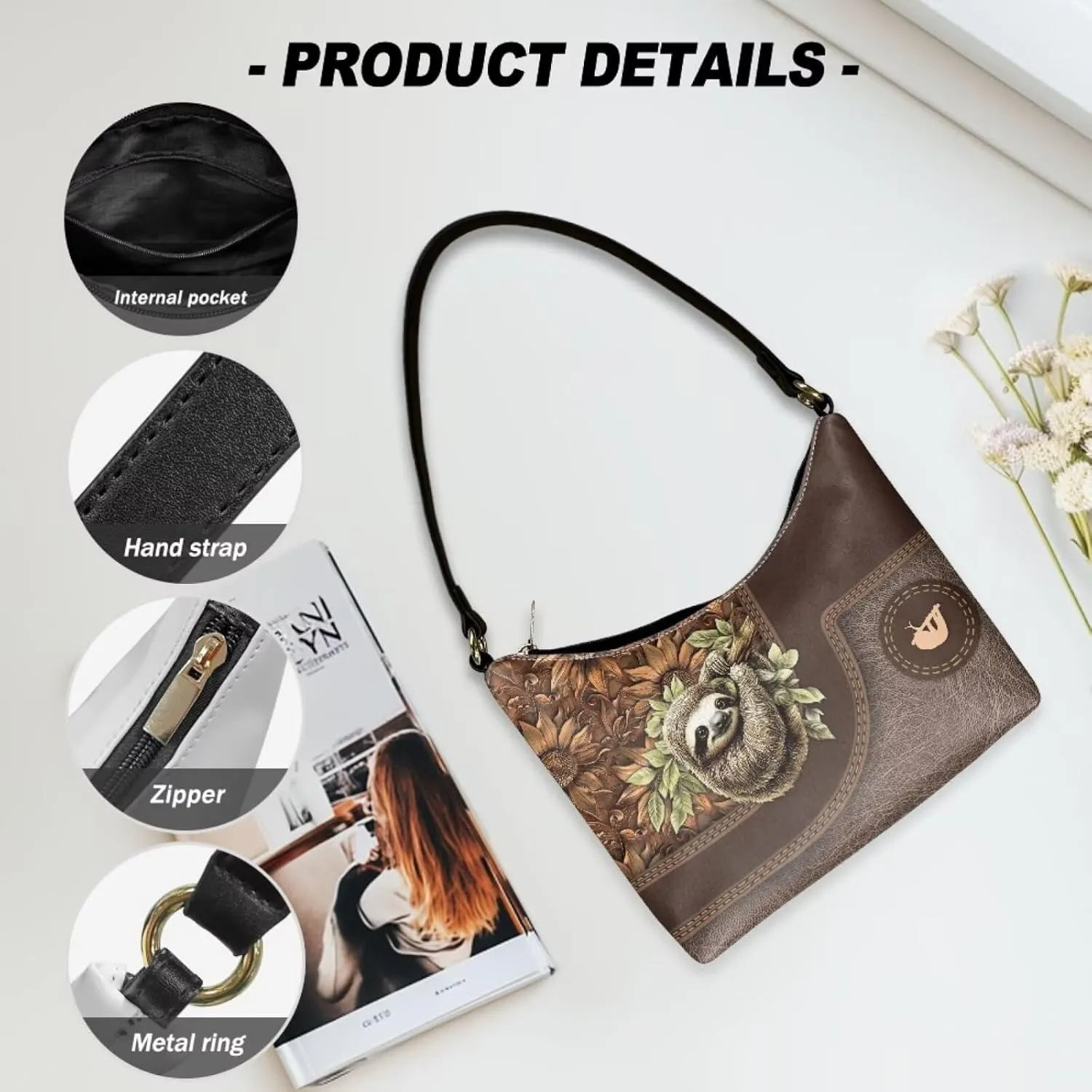 Clutch Tote Handbags Leather Shoulder Purses for Women Lady Crescent Underarm Purse with Inner Pocket