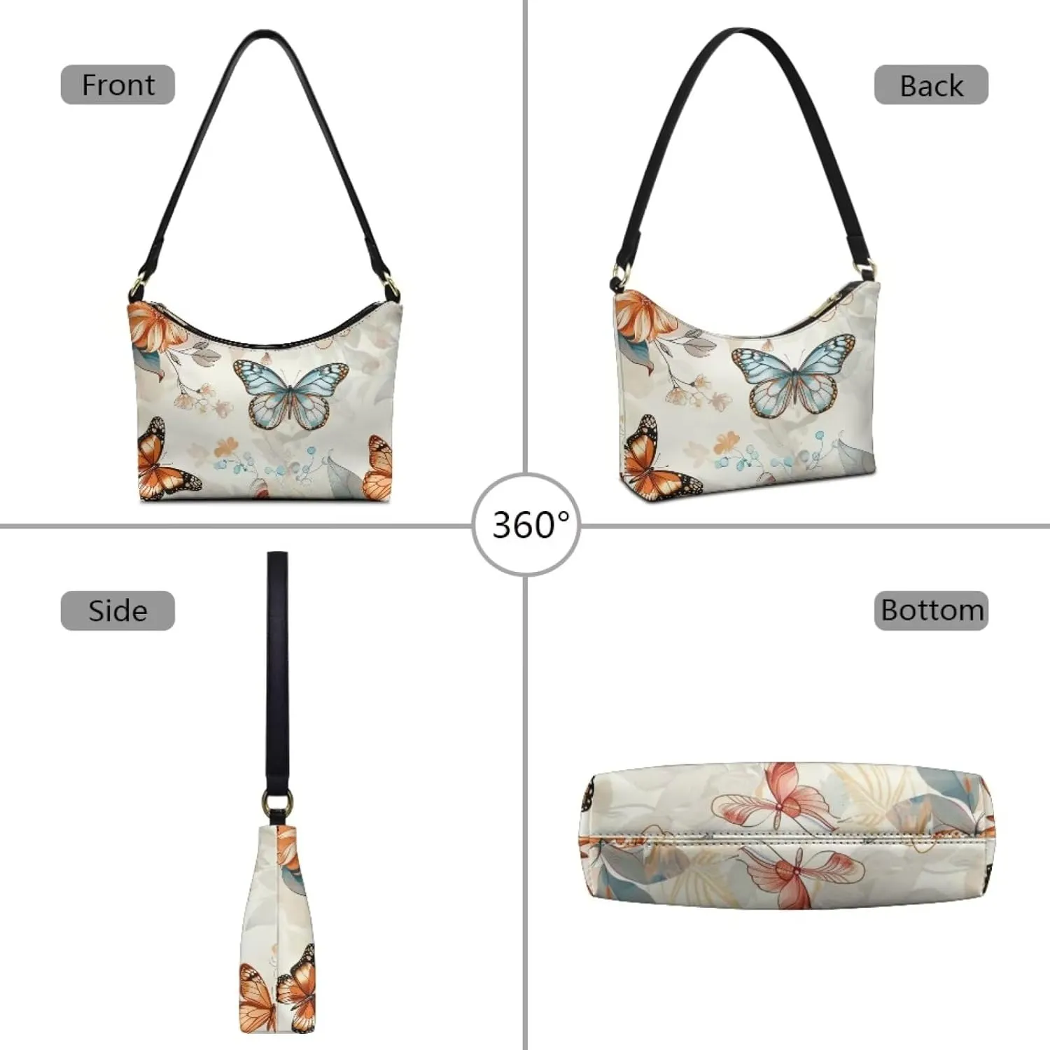 Clutch Tote Handbags Leather Shoulder Purses for Women Lady Crescent Underarm Purse with Inner Pocket
