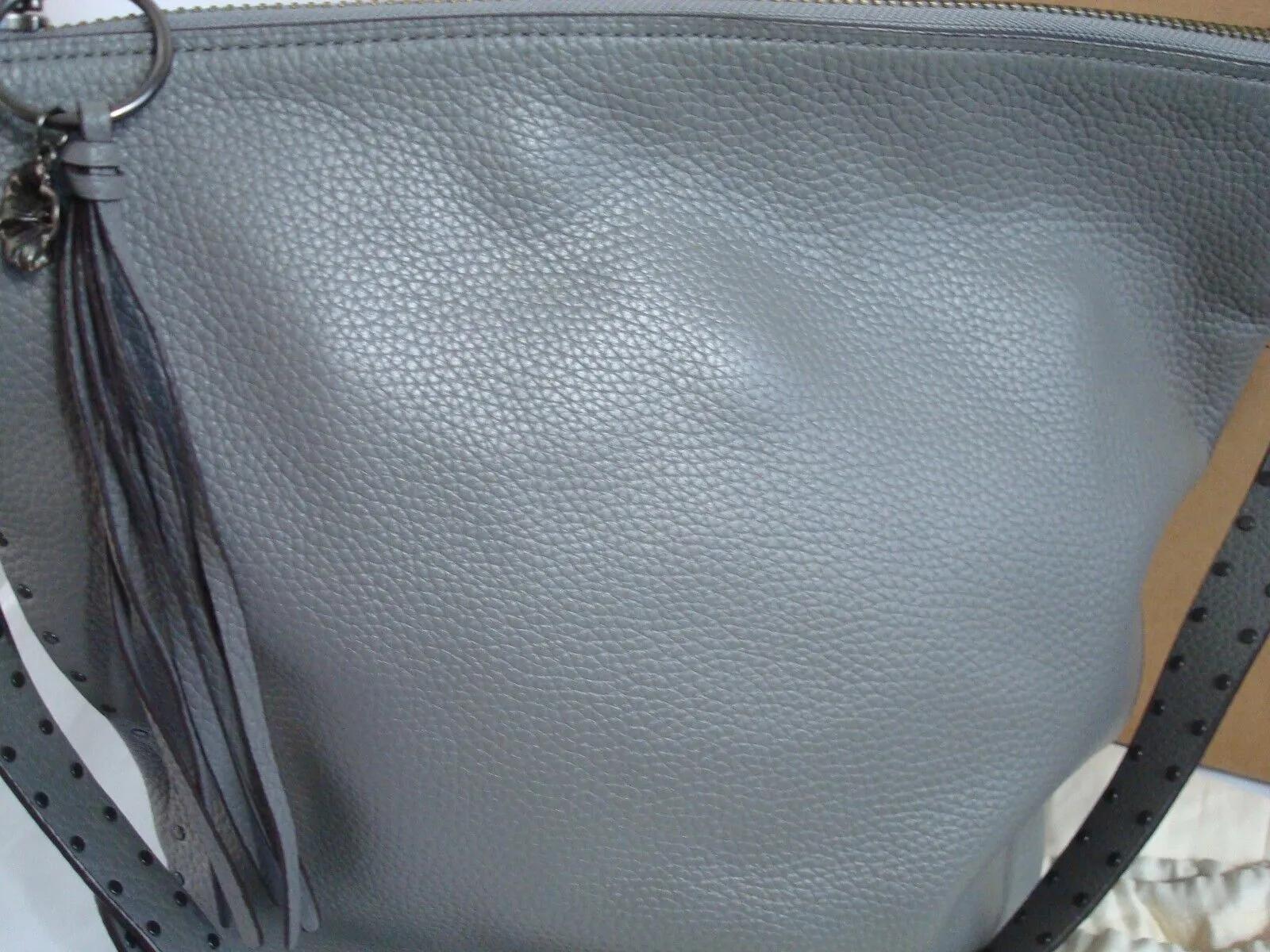 Coach Heather Gray Duffle Bag Border Rivets Embellished Shoulder Strap- 29239
