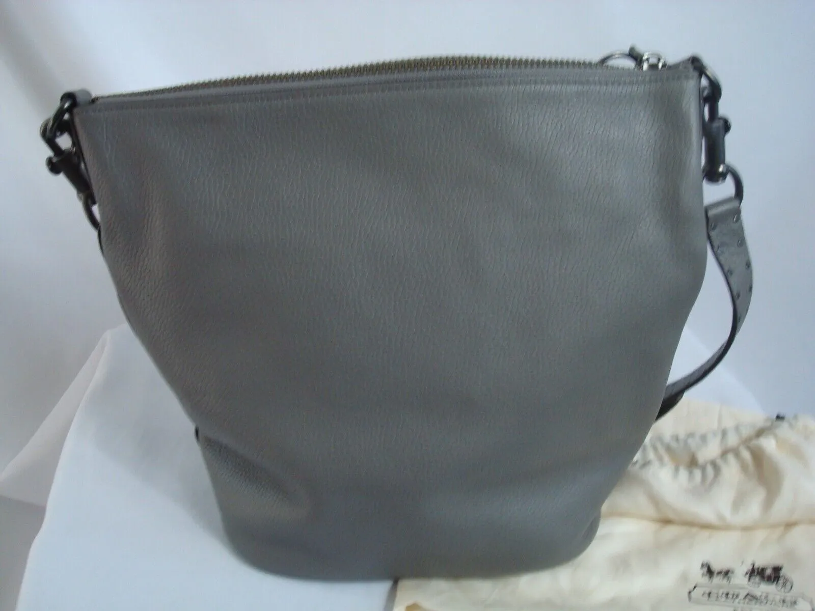 Coach Heather Gray Duffle Bag Border Rivets Embellished Shoulder Strap- 29239