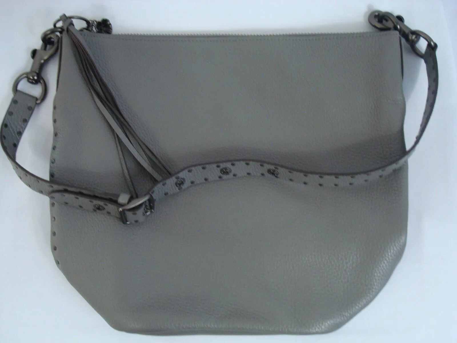 Coach Heather Gray Duffle Bag Border Rivets Embellished Shoulder Strap- 29239