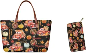 Coloranimal Tucson Horse Stripe Terracotta Tote Handbag with Set Wallet 2PCS