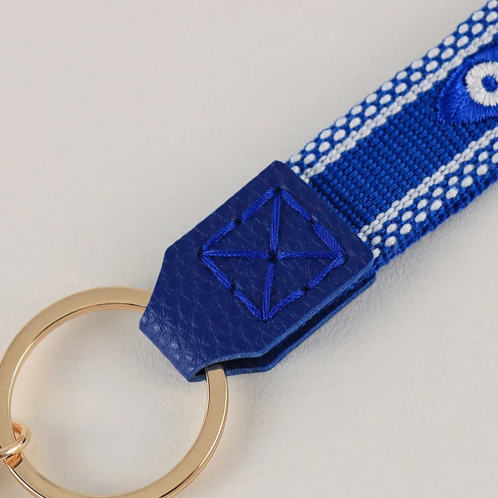Colorful Embroidered Evil Eye Keychain with Alloy Metal Clip for Unisex Fashion Accessory
