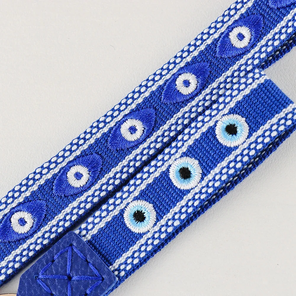 Colorful Embroidered Evil Eye Keychain with Alloy Metal Clip for Unisex Fashion Accessory