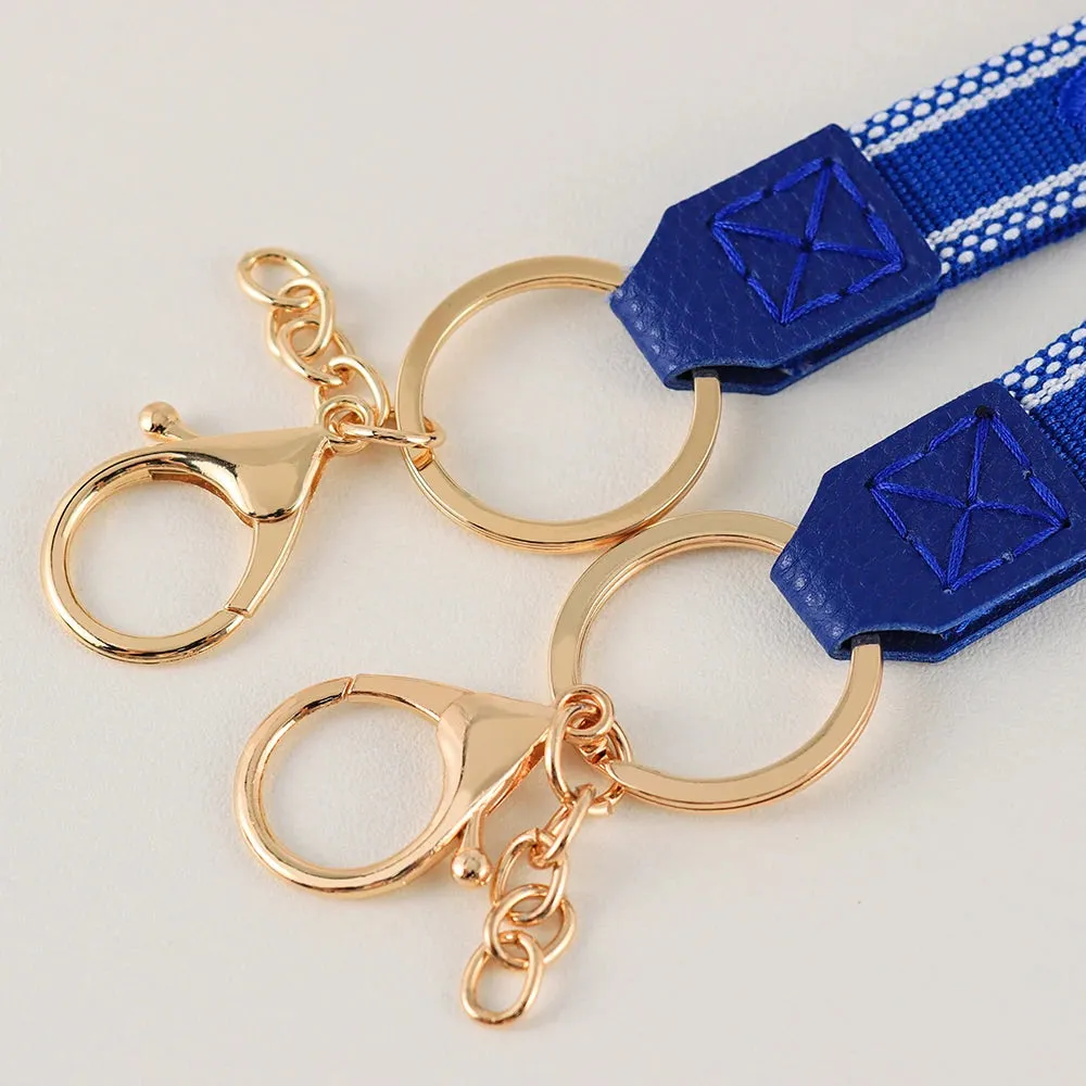 Colorful Embroidered Evil Eye Keychain with Alloy Metal Clip for Unisex Fashion Accessory