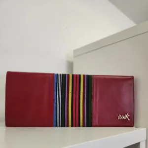 Colourful Leather & Aso-Oke Clutch Purses
